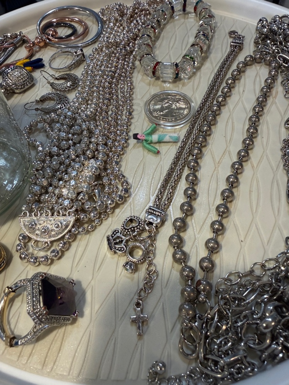 JAR of Jewels. Mixed Silver-Tone and Multicolor Necklace & Jewelry Lot - Picture 8 of 12